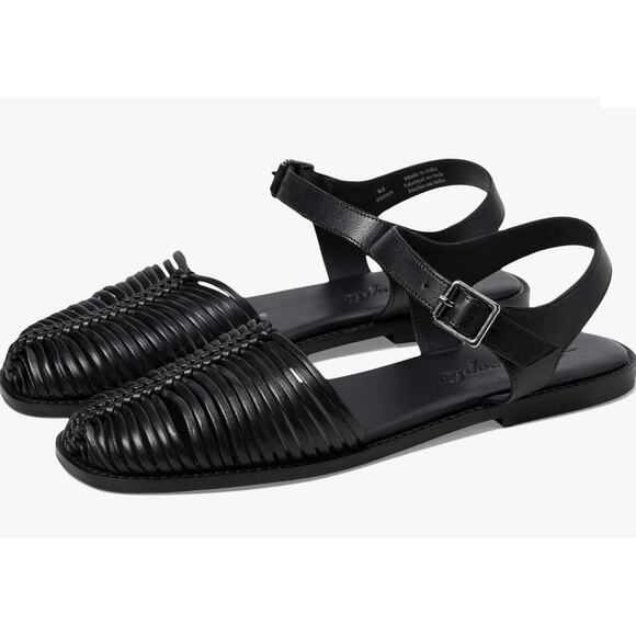 Free People Women's Frankie Fisher Leather Flats Black Size 9.5